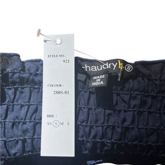 Chaudry Boho Patchwork Tiered Maxi Skirt Blue Floral Paisley Smocked Waist S - Picture 8 of 10